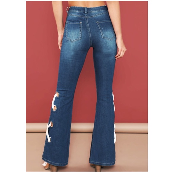 RESERVED 1️⃣5️⃣ Flare Leg Faded Lace Detail Jeans - Picture 2 of 5